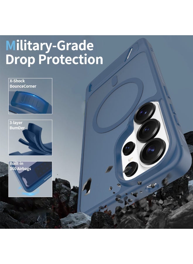 Samsung S26 Ultra MagSafe Case, Magnetic Cover with Hidden Stand, Shockproof Phone Case, Galaxy S26 Ultra 5G (Transparent Deep Blue) Matte Stand Slim Back Military-Grade Protective Case - Image 2